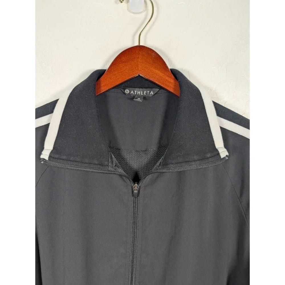 Athleta Black Utility Jacket with White Stripes